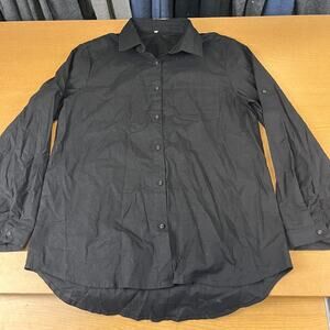 Minibee Women's Black Long Sleeve Shirt Button Down Blouse Tunic High‎ Low M